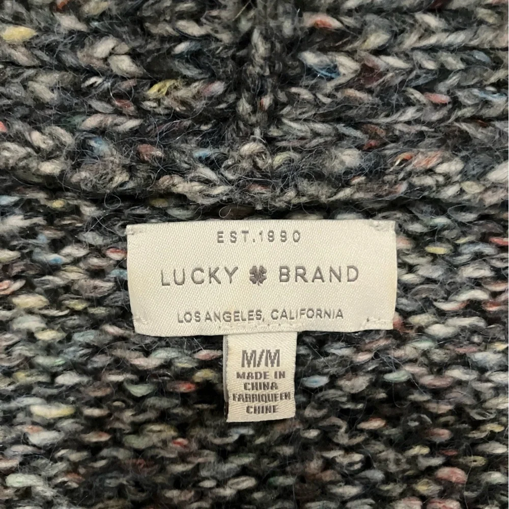 Lucky Brand Venice Marl Cardigan with Cable Knit Sleeves - Picture 2 of 3